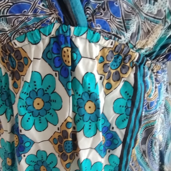 Blue Floral Multi Print VNeck Dress - Picture 7 of 13